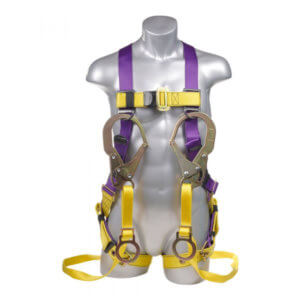 Harness 5PT, Grommet Legs, Back D-Ring, w Dual Lanyard Rebar Hooks