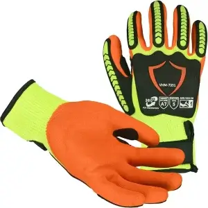 Impact Glove w/ Hi-Vis Nitrile Palm, ANSI Cut 7, VHM-7351